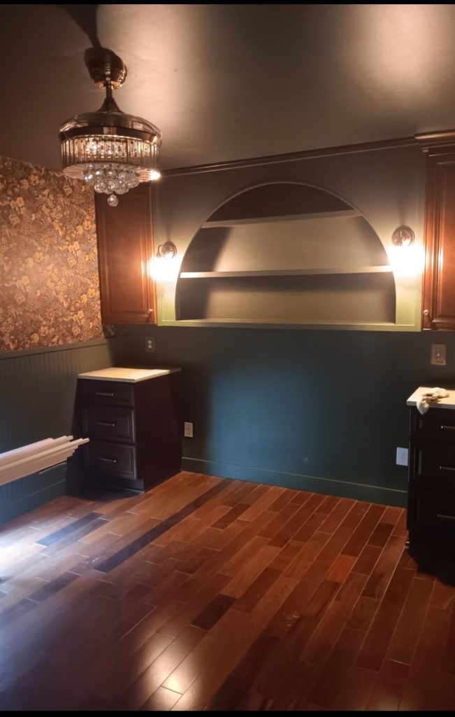 Custom wall trim , paint and built in